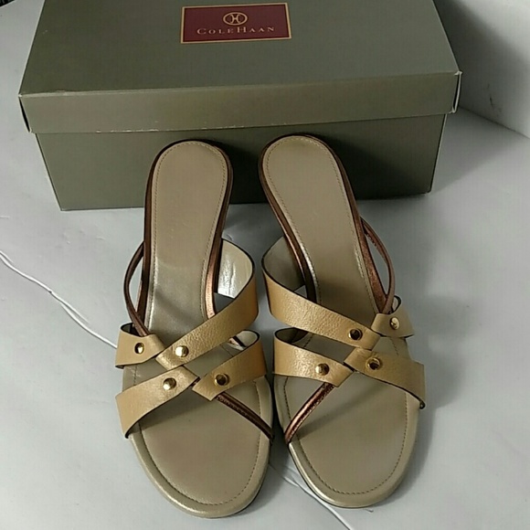 Cole Haan Shoes - Cole Haan Lexa Soft Gold Leather Slide